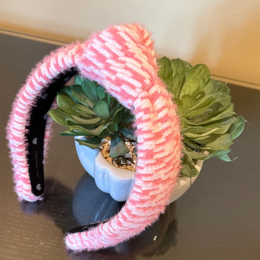Lele Sadoughi Pink and White Textured Headband